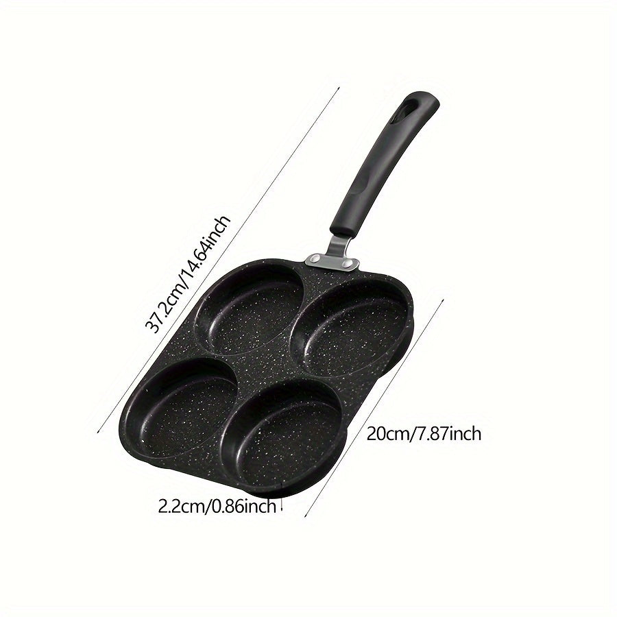 Durable Stainless Steel 3/4-Section Frying Pan with Non-Stick Coating and Heat-Resistant Handle - Ideal for Cooking Eggs, Bacon, Steak, and Burgers - Suitable for Home, Restaurant, Camping, and RV Cooking