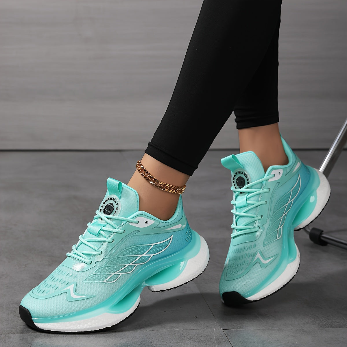 Plus size 6-12 women's athletic sneakers in three colors, featuring lightweight, breathable mesh, shock absorption, non-slip sole, lace-up closure, and a casual low-top design suitable for