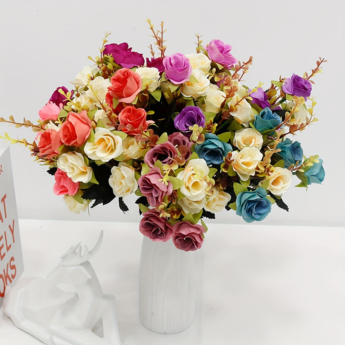 UV resistant artificial rose bouquet ideal for spring, Valentine's Day, weddings, home & office decor, and outdoor garden celebrations.