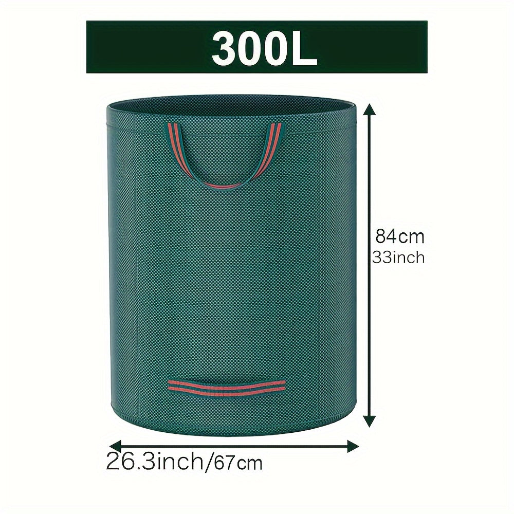 1pc Heavy Duty Garden Waste Bag, available in 500L, 300L, and 120L sizes. These reusable bags are made of UV and water resistant PP material, with handles for easy transport. Perfect for