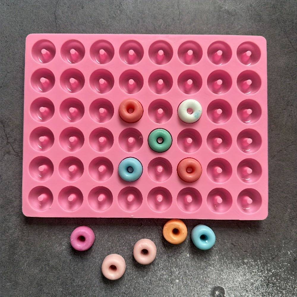 Silicone mini donut mold with 48 cavities, measuring 19.81*14.99cm for handmade homemade baking and DIY candy and chocolate making.