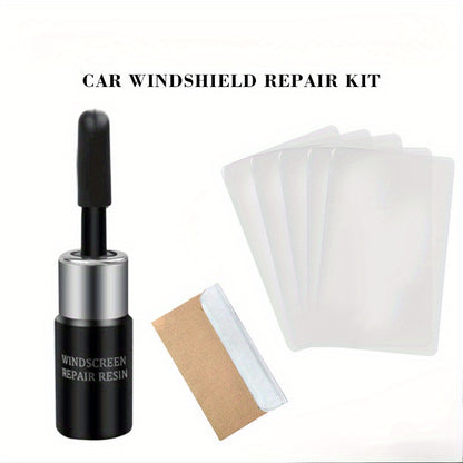 Do-it-yourself repair kit for car windshield and phone screens using glass curing glue to restore scratches and cracks.