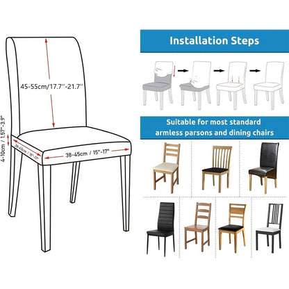 4/6 stretchable dining chair covers - removable, washable seat protector for easy cleaning and decorative style.