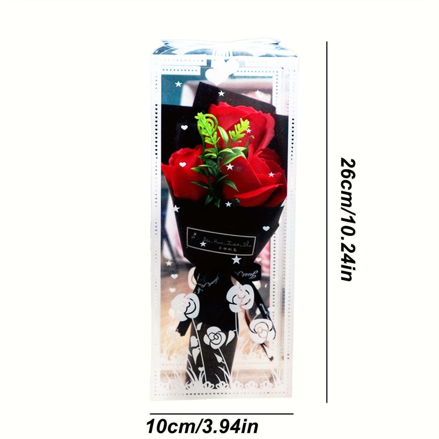 3 sets of artificial rose bouquets and a preserved red flower gift box make a unique gift for Valentine's Day, Mother's Day, Thanksgiving, birthdays, and anniversaries.