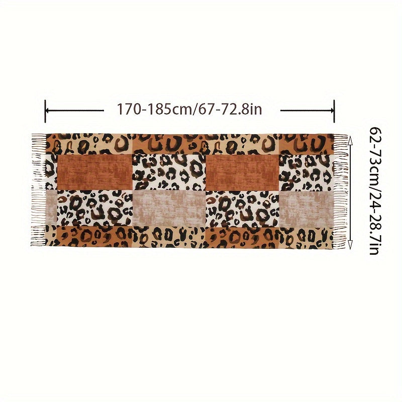 Fashionable Color Block Leopard Print Scarf for Men, a Stylish and Warm Shawl Neck Wrap, Made from Woven Polyester Fabric, a Unique and Versatile Novelty Accessory