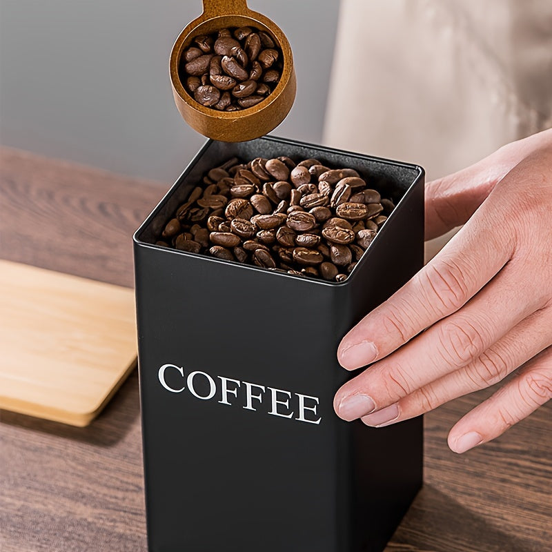 1 set of 3 pieces, which includes a coffee storage jar, a tea point coffee bean storage jar, and a square jar with a bamboo lid and iron art display