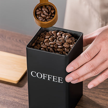 1 set of 3 pieces, which includes a coffee storage jar, a tea point coffee bean storage jar, and a square jar with a bamboo lid and iron art display