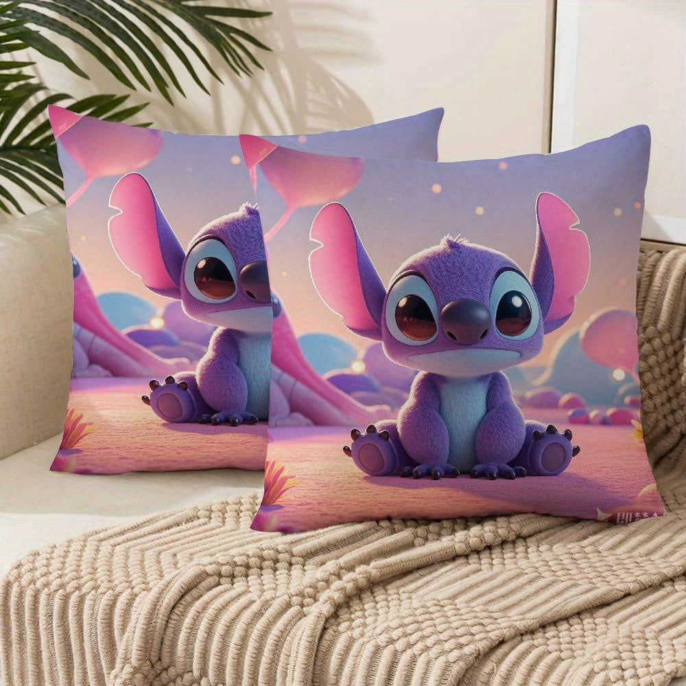 Set of 2 Disney Stitch Cushion Covers in a Modern Traditional Style, Perfect for Adding a Decorative Touch to Your Sofa, Living Room, or Outdoor Furniture