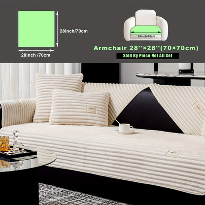 Smile Brand Plush Velvet Sofa Cover: Short pile, non-slip, pet-friendly, modern style. Machine washable. Sofa protector for all sizes. Made of polyester fabric, 250-300g weight.