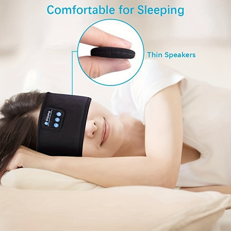 XMSJ Wireless Sleep Headphones Headband - 3-in-1 wireless music eye mask with volume control and USB charging, ideal for side sleepers.