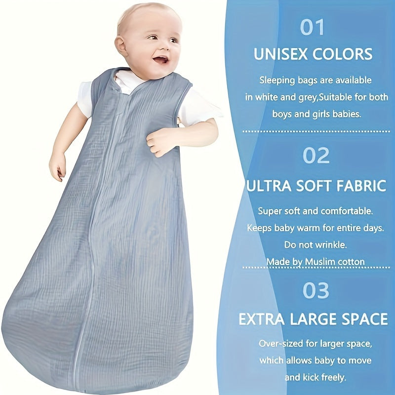 100% Cotton Muslin Baby Sleeping Bag for Infants 0-18 Months with 2-Way Zipper and Comfy Stretchy Design. Perfect for Halloween or Christmas Gift. Toddler Wearable Blanket with Multifunctional Pajamas.