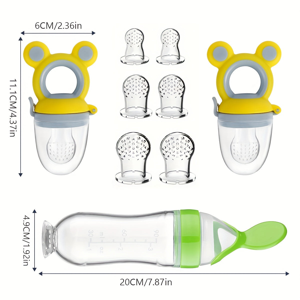 TYRY.HU 9-piece Children's Feeding Set - Adorable Silicone Fruit & Vegetable Feeders with Handles, Made from BPA-Free Food Grade Materials, Ideal for Adding Nutrition and Gifting during the Holiday Season, Autumn Festival, and Thanksgiving.