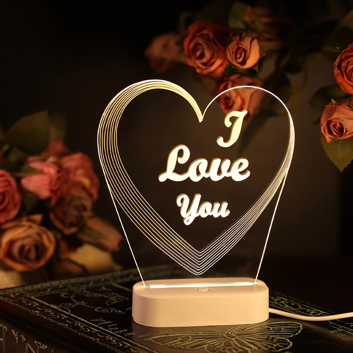 USB Night Light with Love Pattern, Perfect Gift for Mother's Day, Father's Day, or Valentine's Day, Great for Home and Desk Decor, Party Decoration.