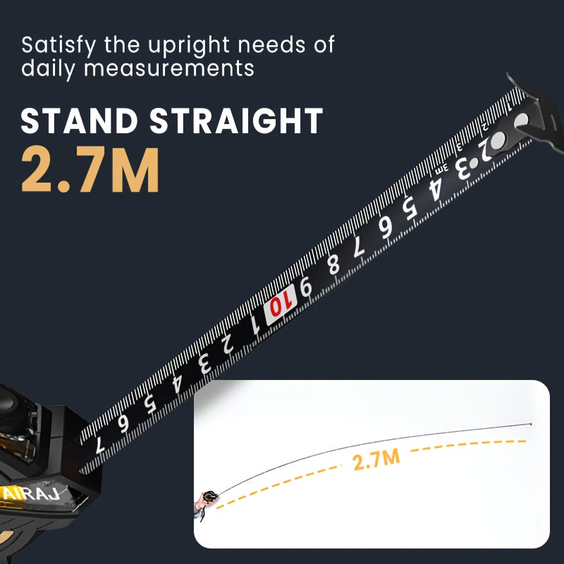 AIRAJ Steel Tape Measure - 3m/5m/7.5m/10m, Self-Locking, Easy-Read Display, Retractable with Thickened ABS Shell for DIY & Construction Accuracy