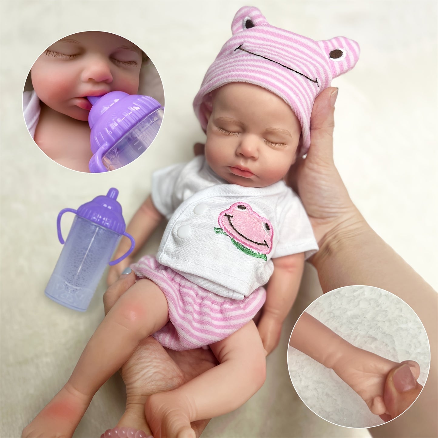 Charming 33.02cm LouLou Bebe Reborn Dolls with Openable Mouth, Feeding Accessory, Waterproof Silicone - Ideal Gift for Kids, Includes Pink Outfit