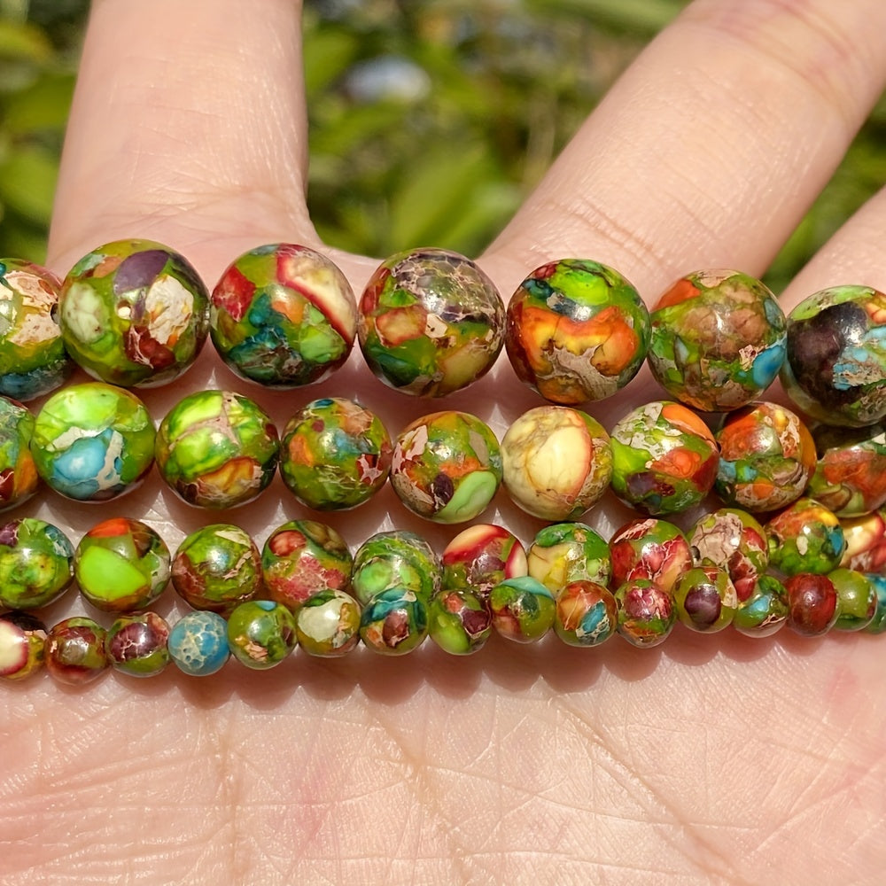 TeoWaki offers a variety of natural and colorful sea sediment turquoise stone beads in sizes 4mm, 6mm, 8mm, and 10mm. These round loose beads are perfect for creating your own jewelry pieces like necklaces, bracelets, and earrings. Add a touch of