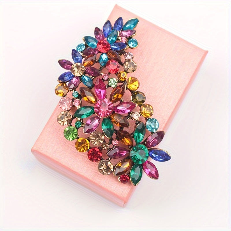 Get your hands on the 2021 New European and American Personalized Retro Colorful Glass Exaggerated Brooch Female Temperament Pin straight from the factory!