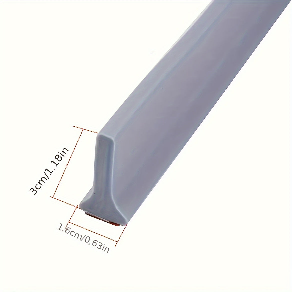 Flexible shower threshold water dam, 3.0cm high, made of soft TPE material. Provides waterproof barrier for bathroom floors, helps with spill retention.