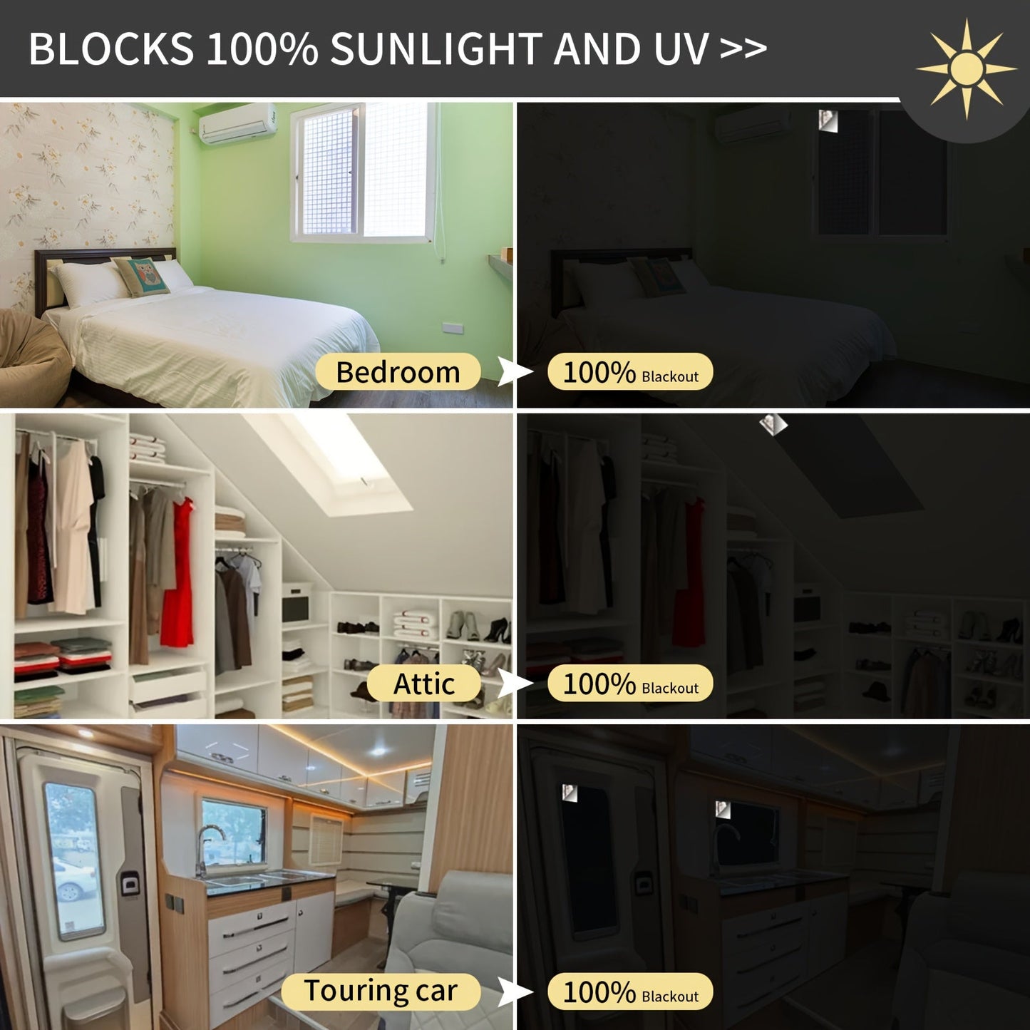 Convenient Adjustable Blackout Curtain - No-Tool Installation, Perfect for Bedrooms, Living Rooms, Nurseries & Dorms - Blocks UV Rays, Easy to Clean