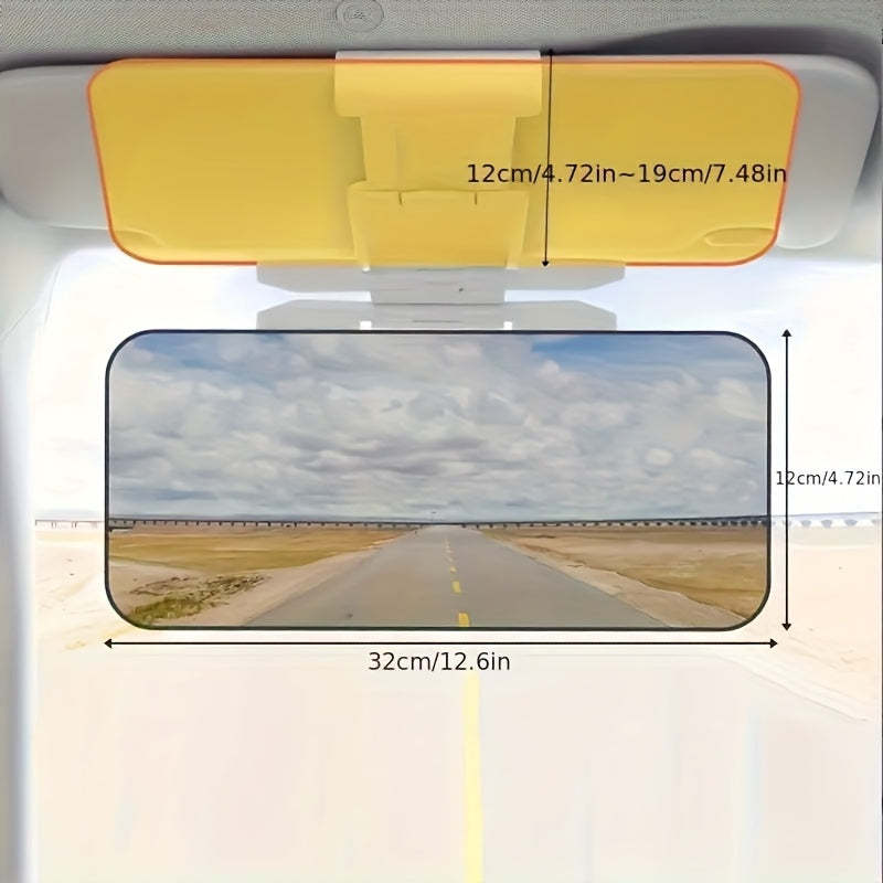 Universal car sun visor extension for all vehicles, provides anti-glare, UV protection and prevents snow blindness.