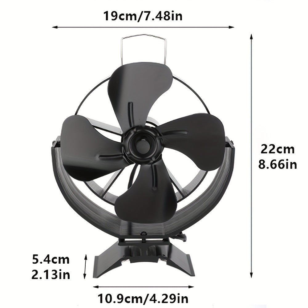 Wood-burning Stove Fan, 4-Blade Heat Activated Fan for Buddy Heater, 46° Rotation, Silent Motors, Push Air Flow, Heat Powered - Perfect for Gas, Pellet, or Log Stoves - Ideal Thanksgiving, Halloween, and Christmas Gift