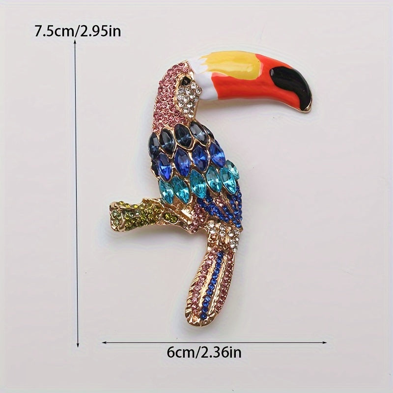 Retro Chic Rhinestone Parrot Brooch Pin - Animal-Inspired Fashion Jewelry Accessory for Both Genders