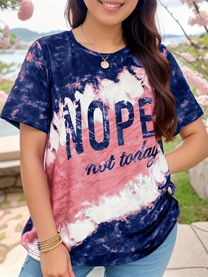 Plus Size NOPE Print T-Shirt, Casual Crew Neck, Short Sleeve, Women's Plus Size Clothing