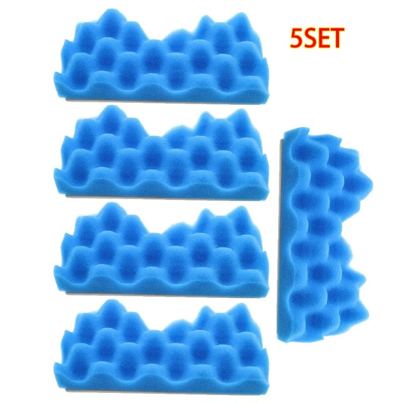 Accessory parts that aid in maintaining the cleanliness and efficiency of your Samsung DJ97-01040C SC43, SC44, SC45, SC47 series robot vacuum cleaner. This kit includes five blue sponge HEPA filters.