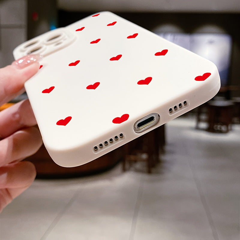 White and red heart TPU protective case for various Apple iPhone models.