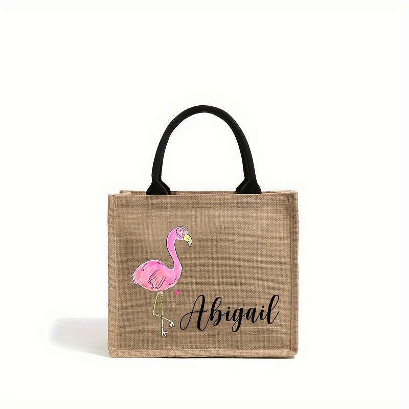 Large Beach Bag with Flamingo Pattern, Customized Monogram Tote Bag, Perfect Gift for Flamingo Enthusiasts