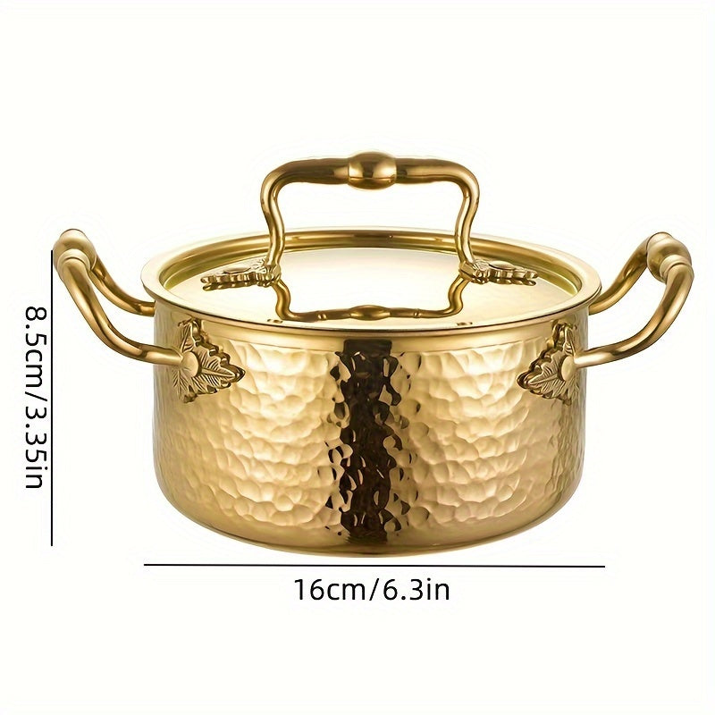 New Thickened Hammered 316 Stainless Steel Cooking Pot for Kitchen and Dining Room Use - Multifunctional Hot Pot and Soup Pot with Lid, Compatible with Gas and Induction Cookers