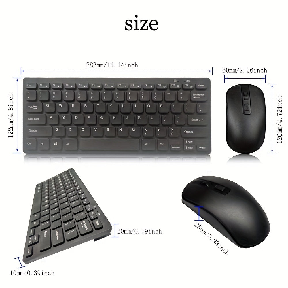 Ergonomic Chocolate Wireless Keyboard and Mouse Set, 2.4GHz Optical, Slim Design, ABS Material, Non-Wireless, for Personal Computer - No Charging Function, Battery-Free.