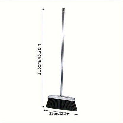 Durable Stainless Steel Broom with Extra-Long Handle - Ideal for Cleaning Hard Floors, Bedrooms, Kitchens, Living Rooms, and Outdoor Spaces