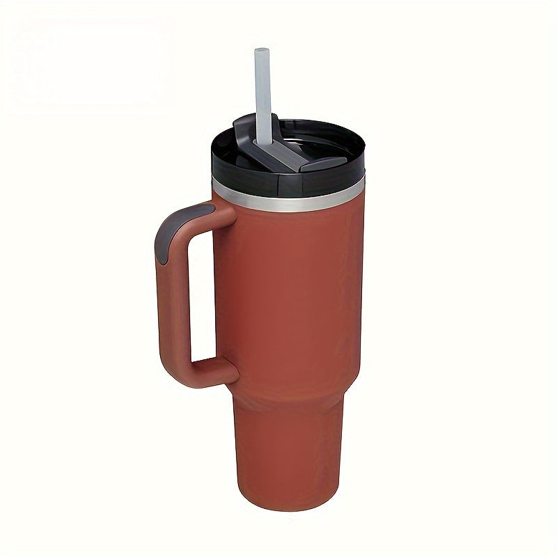 1 stainless steel 40oz tumbler with handle, lid, and straw for on-the-go hydration, perfect for summer drinks and travel, a versatile gift option.