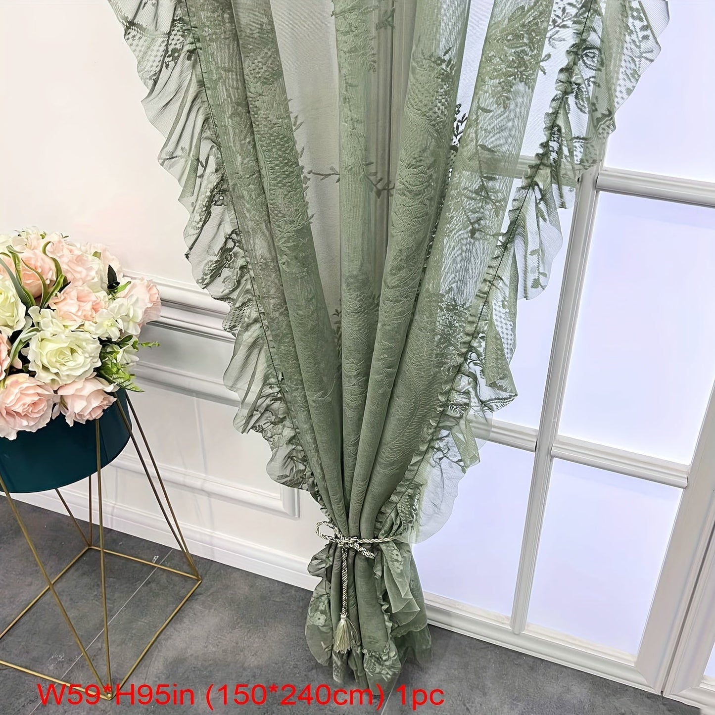 Enhance Your Home Decor with this Elegant White Lace Floral Sheer Curtain!