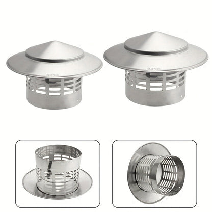 Thickened 304 Stainless Steel Wind Cap for Breathable Exterior Wall Ventilation. Rainproof Louver design for Fresh Air Ventilation and Exhaust. Stainless Steel Chimney Cap for Roof Pipe Exhaust Hood.