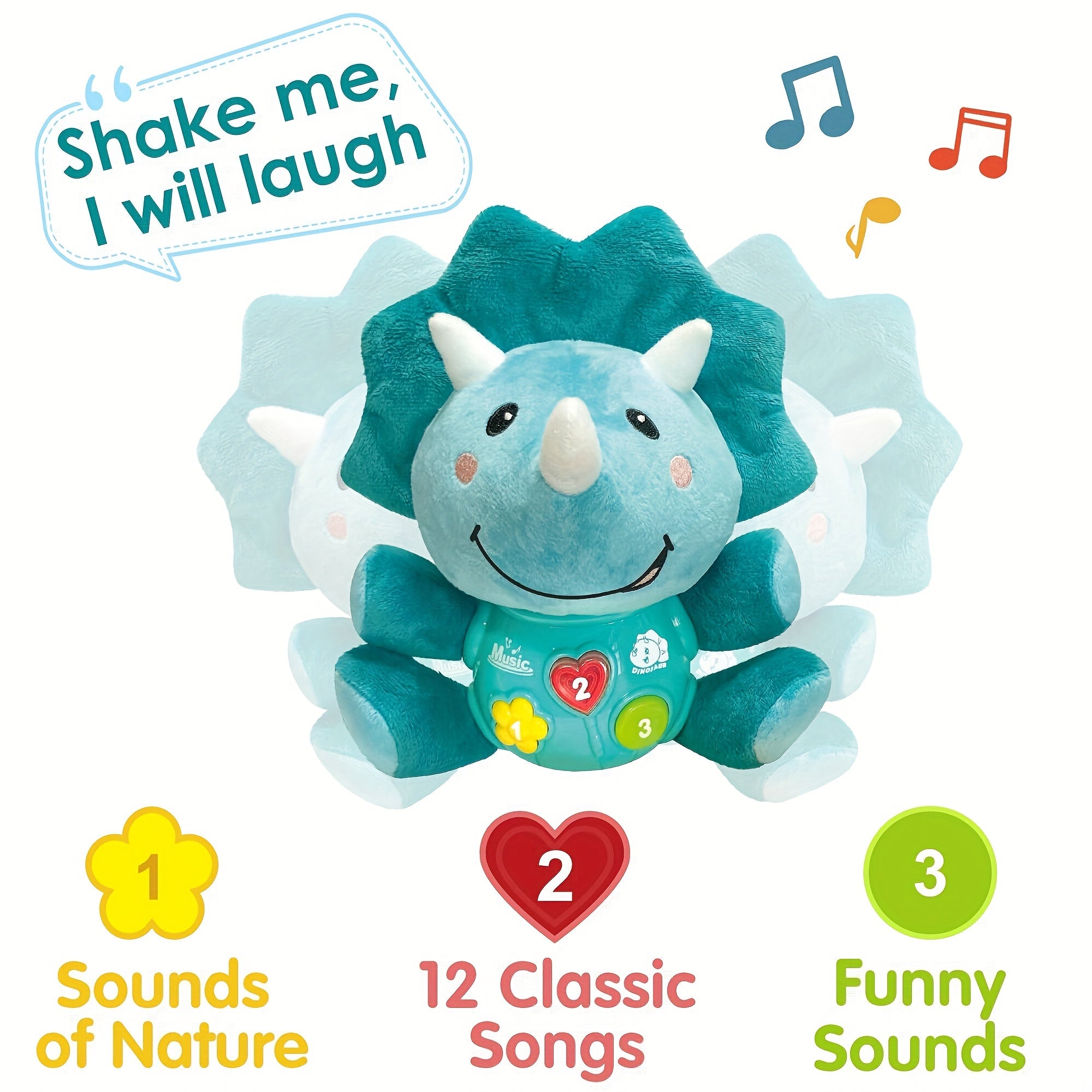 Birthday gift for kids: Dinosaur Musical Toys featuring a Soft Plush Stuffed Animal with Light Music Triceratops