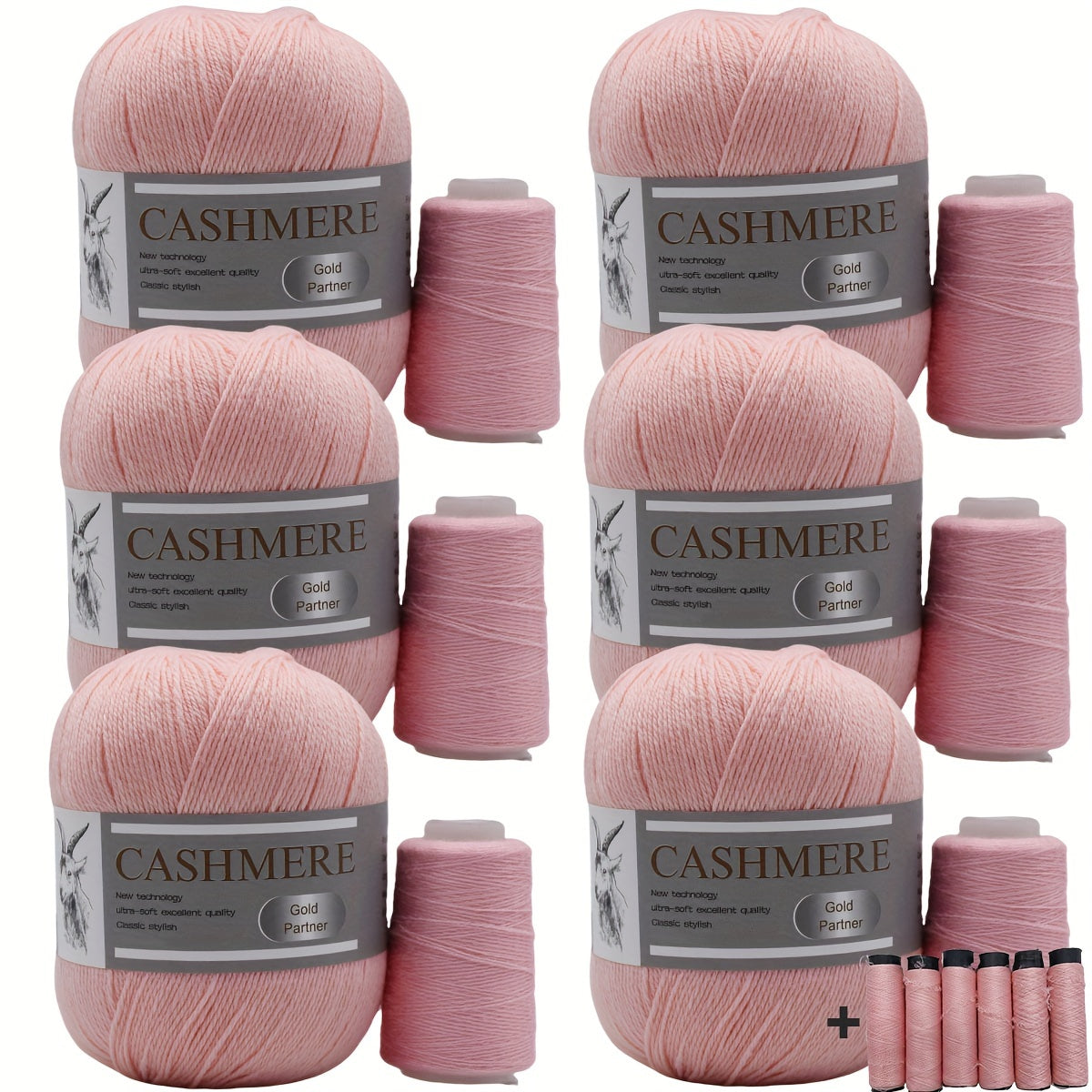 6 luxurious cashmere yarns for hand knitting and crocheting. Ideal for making sweaters, scarves, hats, shawls, cardigans, and gloves. High-quality, soft, warm, multicolored bundle in 10.58