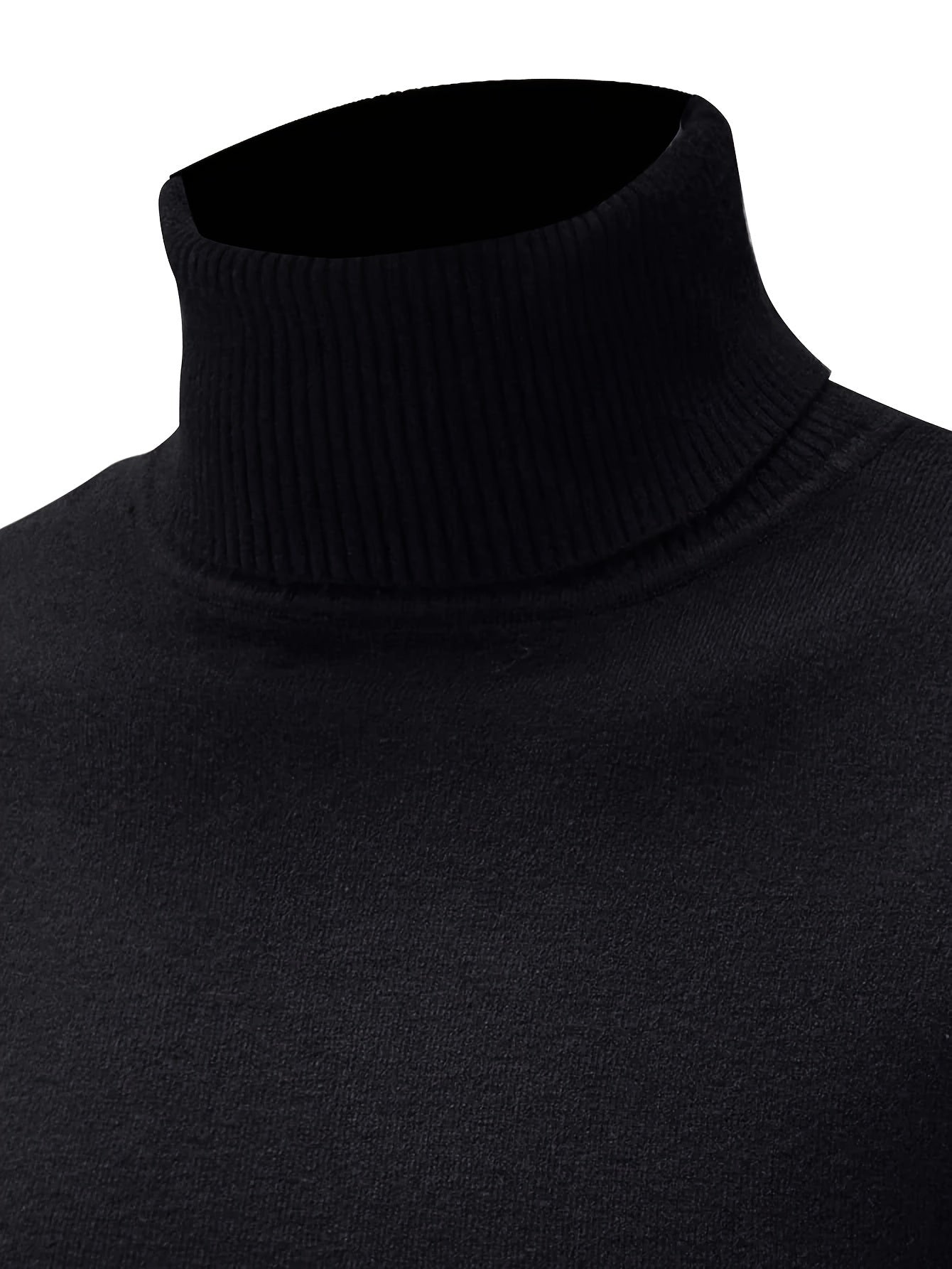 Brown turtleneck sweater for plus size men, perfect for fall/winter. Features ribbed cuffs and hem.