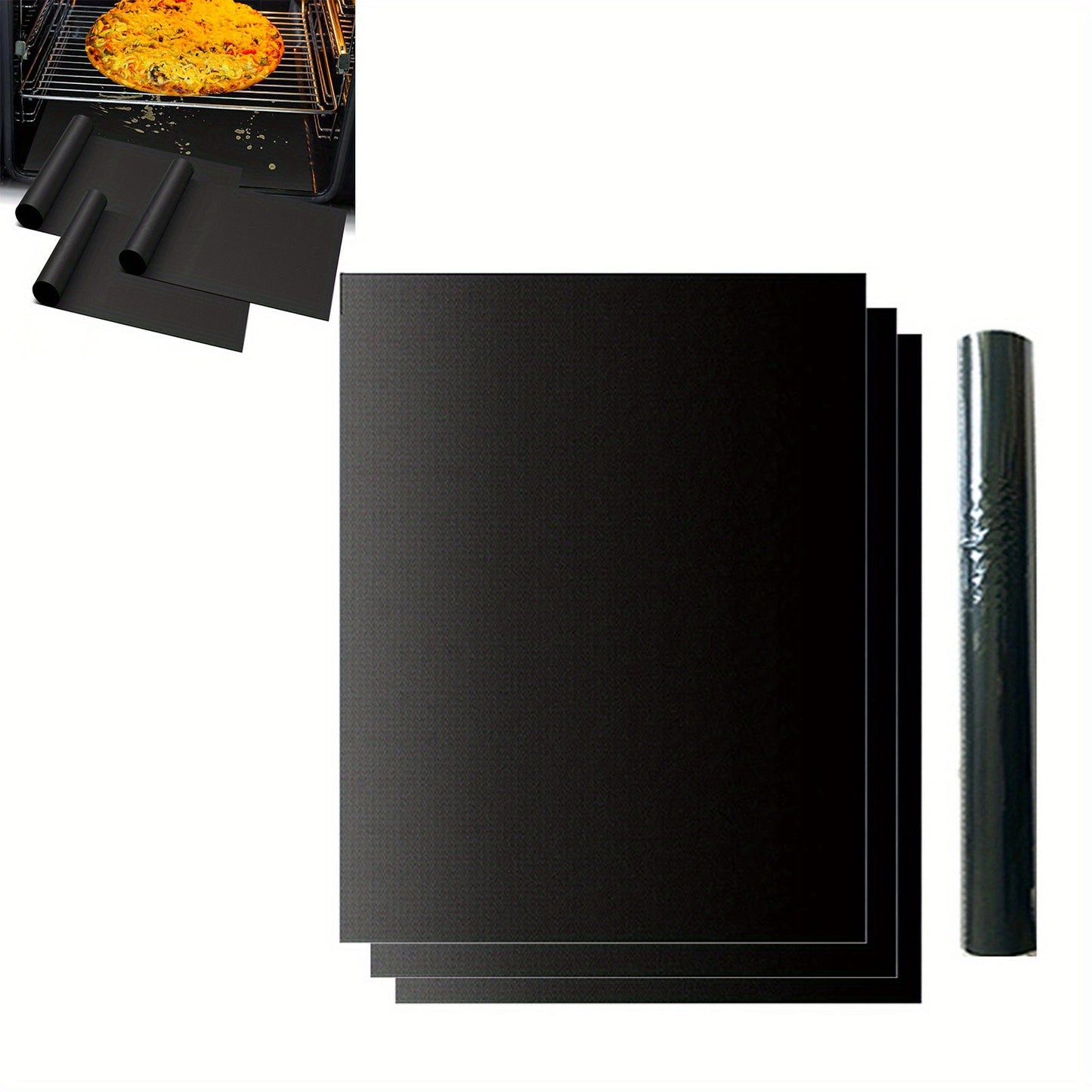 Durable Oven Mat for BBQ and Outdoor Cooking - Made of Black Fiberglass, Ideal for Microwaves and Mess-free Cooking