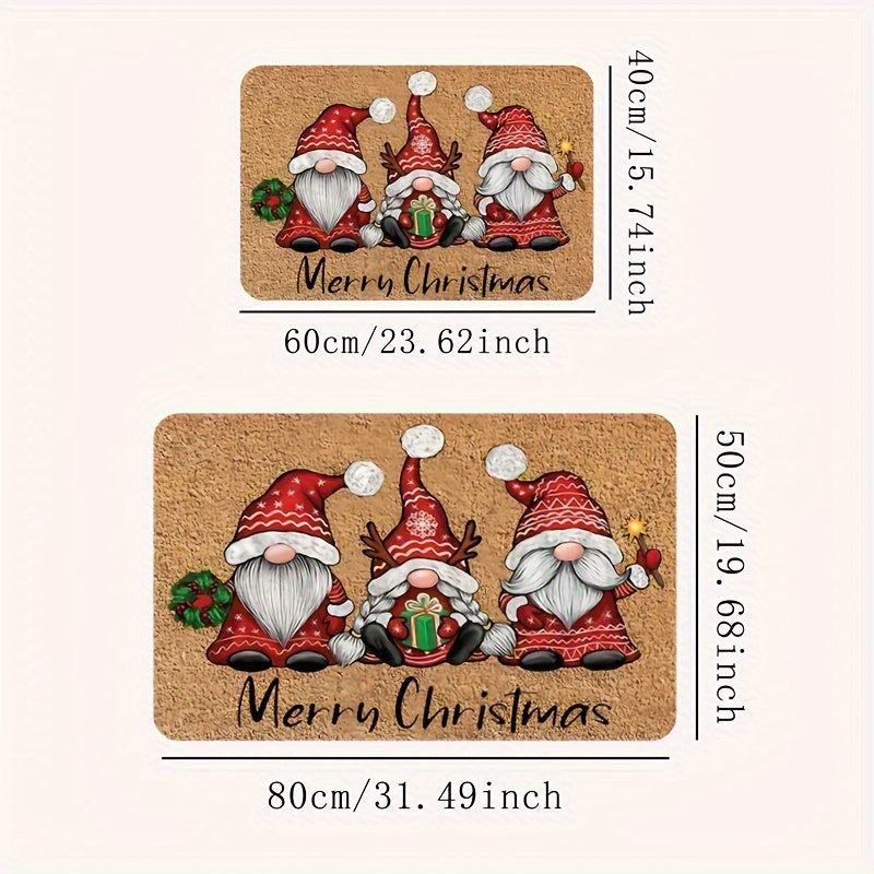 This Christmas Gnome Door Decoration Mat is perfect for keeping your home clean and festive. Made of durable polyester, it is dirt resistant and easy to clean. The mat is 1 centimeter thick and weighs 800 grams per square gram, making it ideal for both