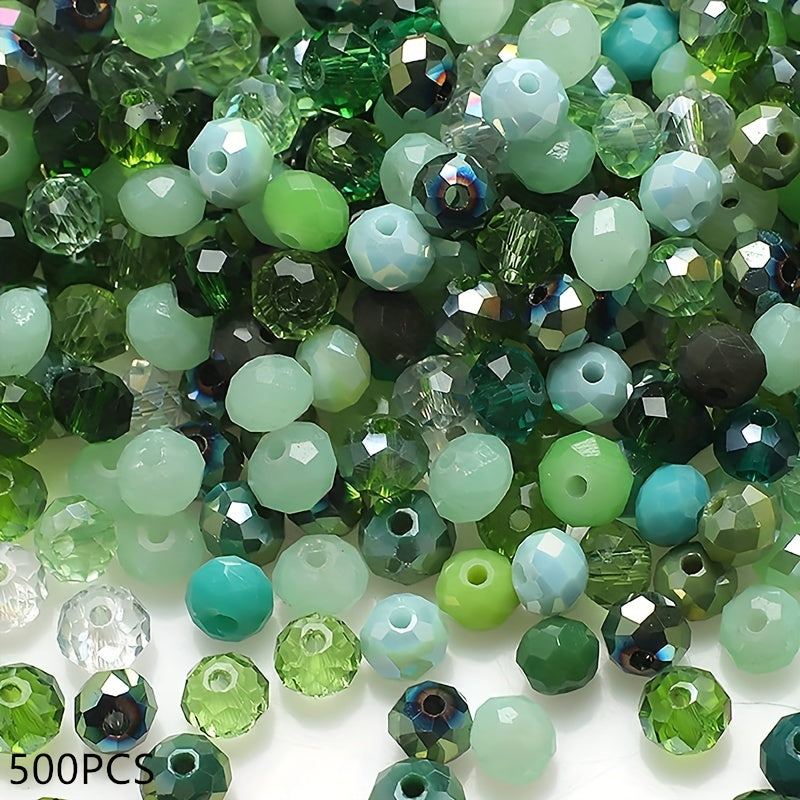 500 pieces of imitation crystal glass beads, measuring 4mm and featuring a faceted round design. These spacer beads come with a hole, perfect for creating your own bracelets, necklaces, earrings, and other DIY jewelry crafting projects.