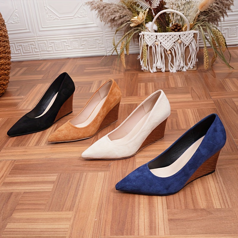 Casual women's wedge heels in solid color with a platform design for comfort.