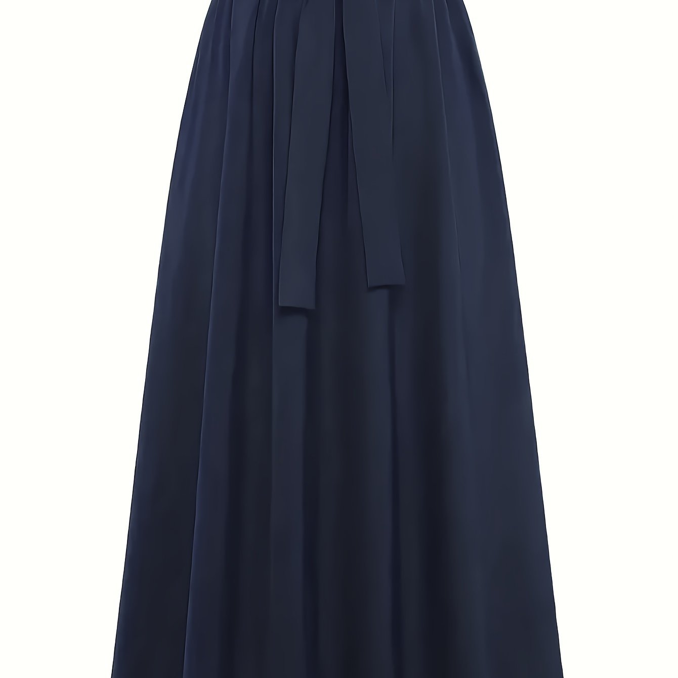 Green polyester midi skirt with tie detail for women, ideal for spring/summer, machine washable, flowing non-stretch material.