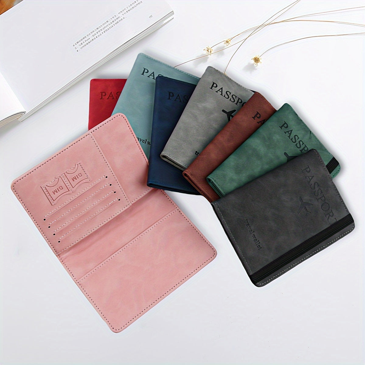 RFID Passport Holder, thin retro PU wallet for travel documents