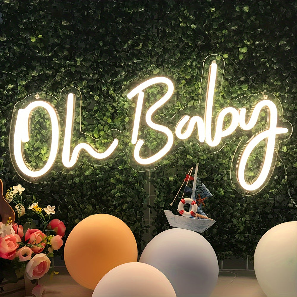 Neon light sign for baby room or events, with infinite dimming feature.