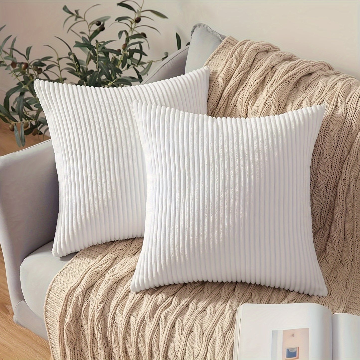 Bohemian style pillow cover with striped pattern, zipper closure, and woven polyester material. Hand wash only. Ideal for sofa, living room, bedroom, or farmhouse decor. Gift-friendly packaging. 1 piece per pack.