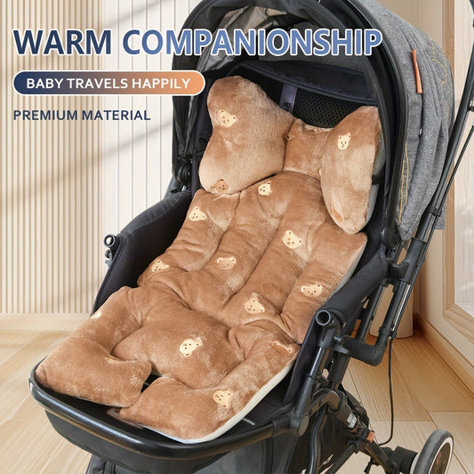 Thickened Autumn and Winter Stroller with Embroidered Velvet Cushion, Machine Washable Soft and Cozy Pad