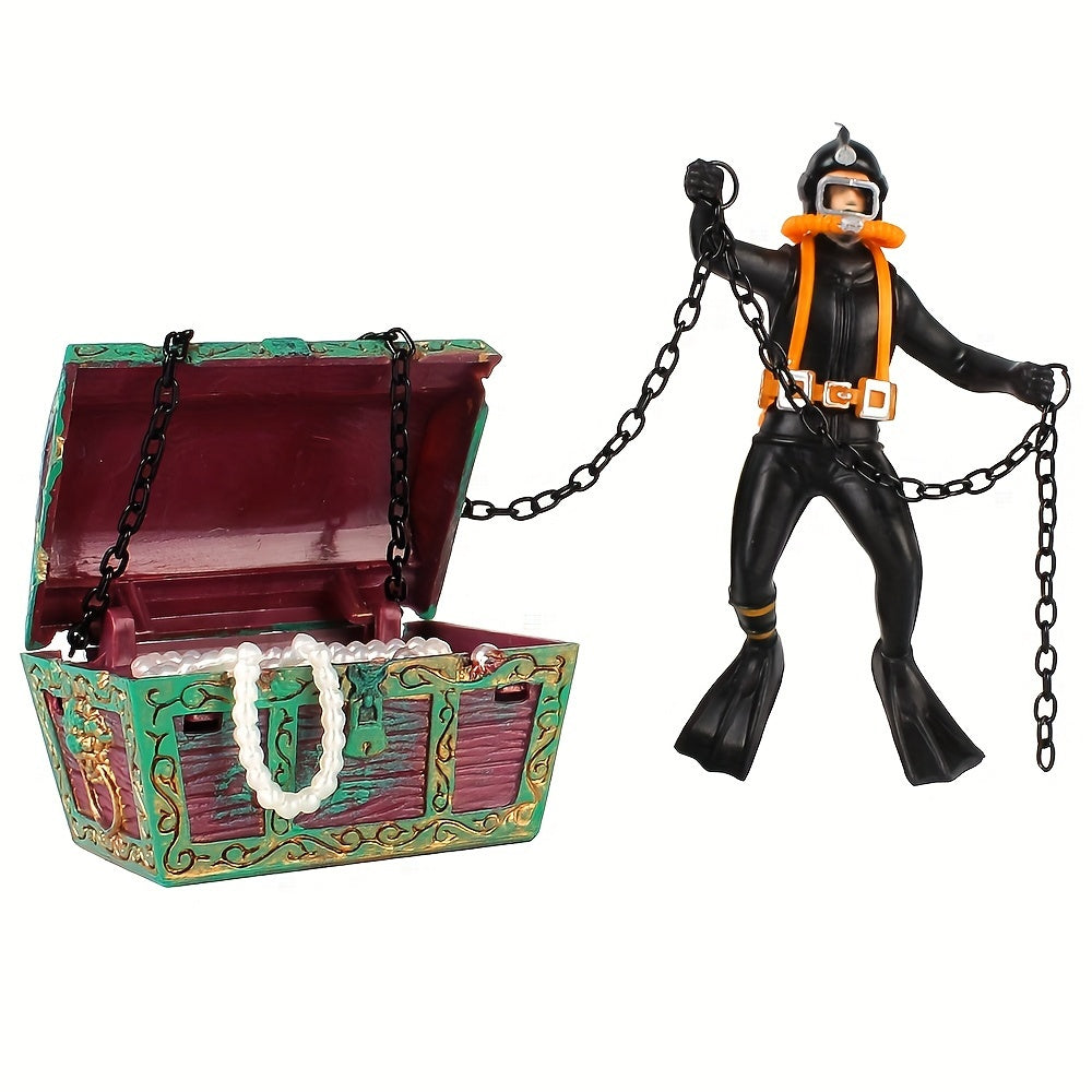 1Pc Treasure Hunter Action Figure for Fish Tank Decoration