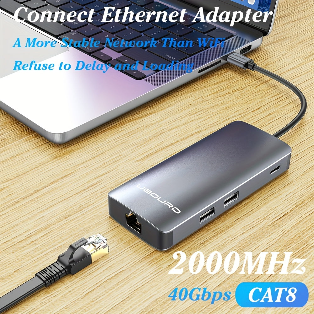 RJ45 flat Cat8 Ethernet cable with 2000MHz and 40Gbps max speed for PS5, laptops, and MacBook Pro Air.